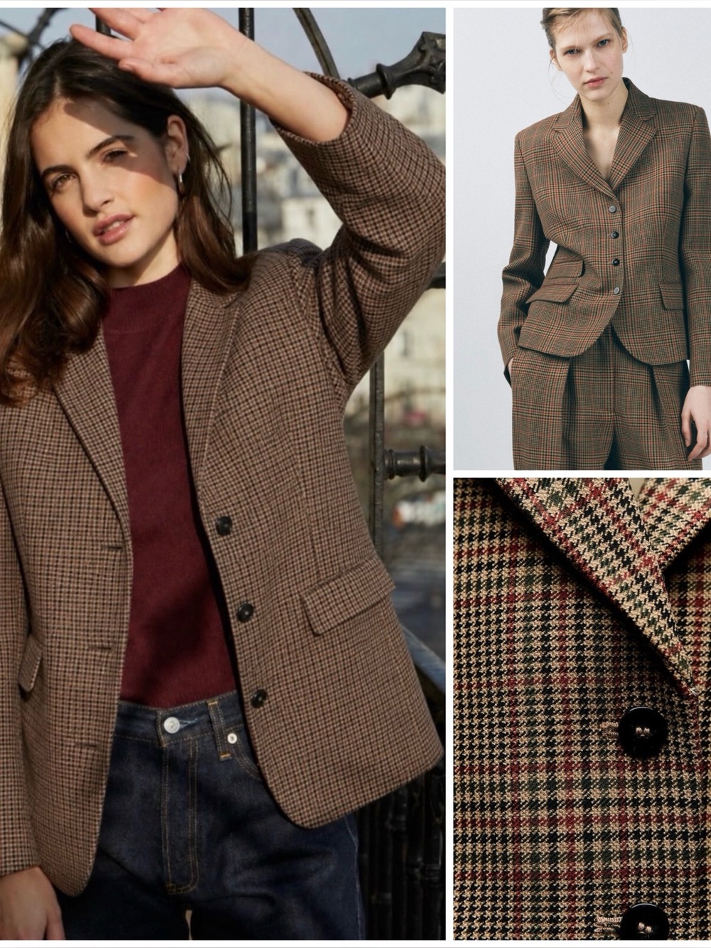 ZARA ~  ZW Collection Front Pockets Check Blazer